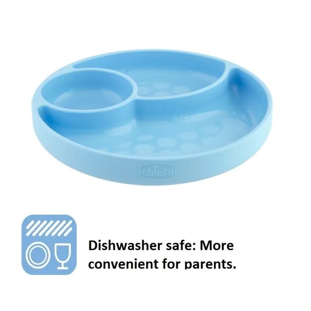 Silicone Divided plate Blue 12M+ 1-375