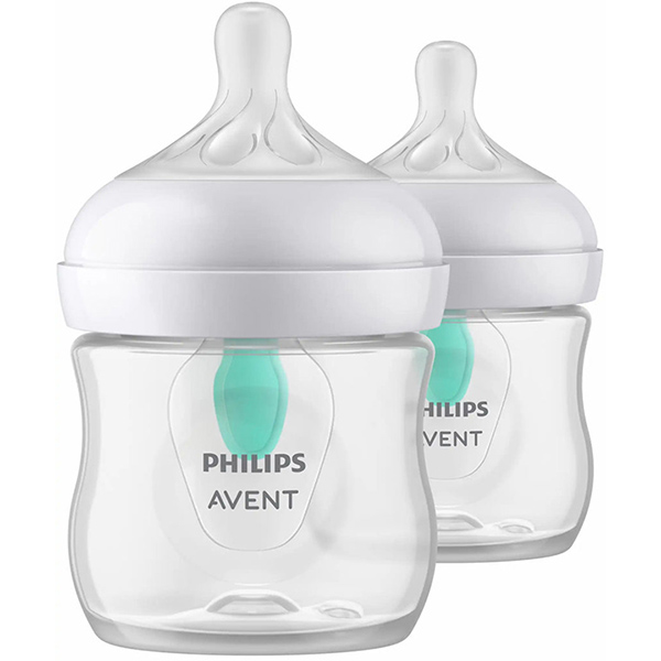 Natural 125ml Double Anti-Colic White Feeding Bottle (New Shape)