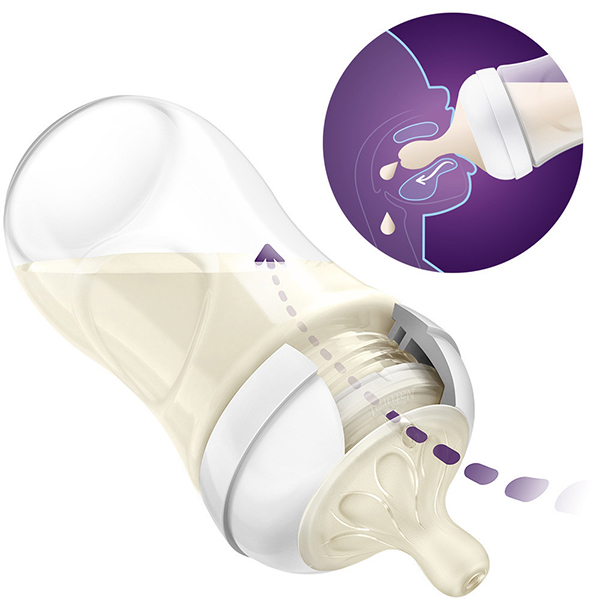 Natural feeding bottle 260ml single white (new shape)