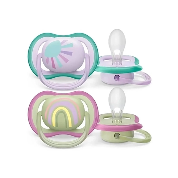 Soother 0-6m yellow , pink