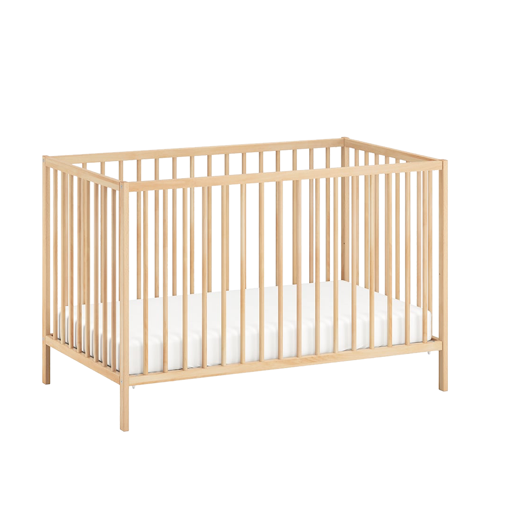 Ikea Wooden Bed (F62b لون خشبي) Mat(120*60)