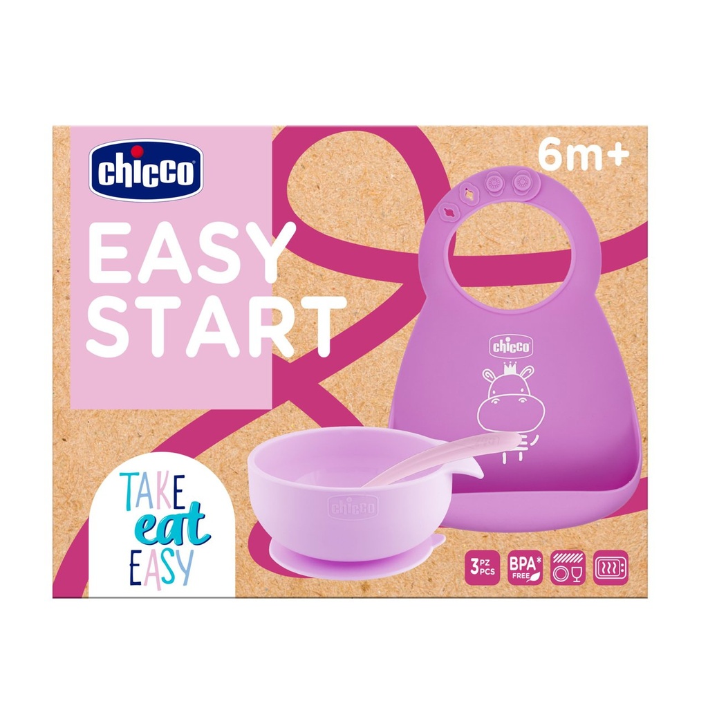 Bib Silicon Feeding Set - Pink 1-330