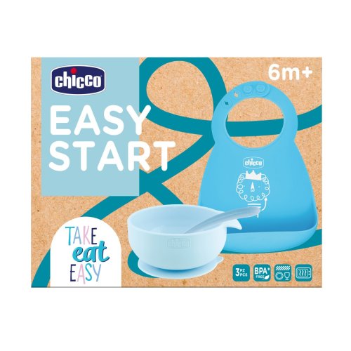 Bib Silicon Feeding Set - Blue 1-331