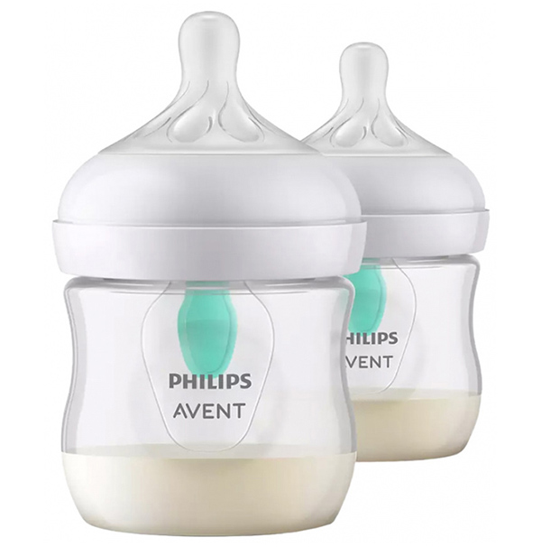 Natural 125ml Double Anti-Colic White Feeding Bottle (New Shape)