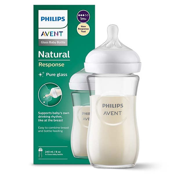 Natural Glass Feeding Bottle 240ml(New Shape)